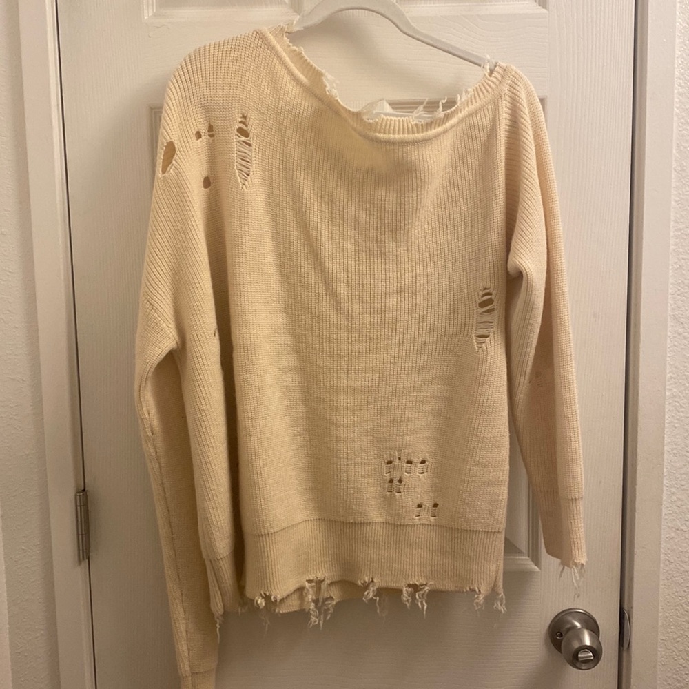 Lovers + Friends Off White/cream off the shoulder sweater.